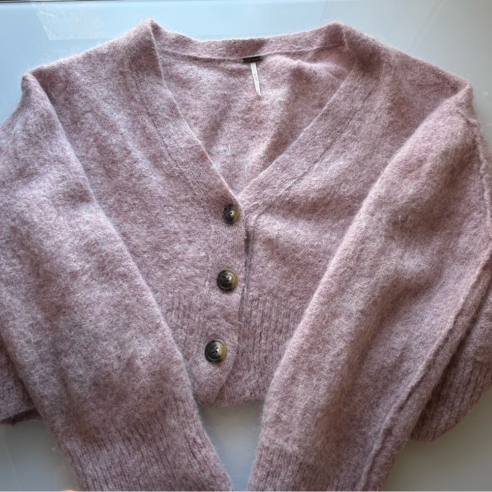 Free People Pink Mohair Cardigan